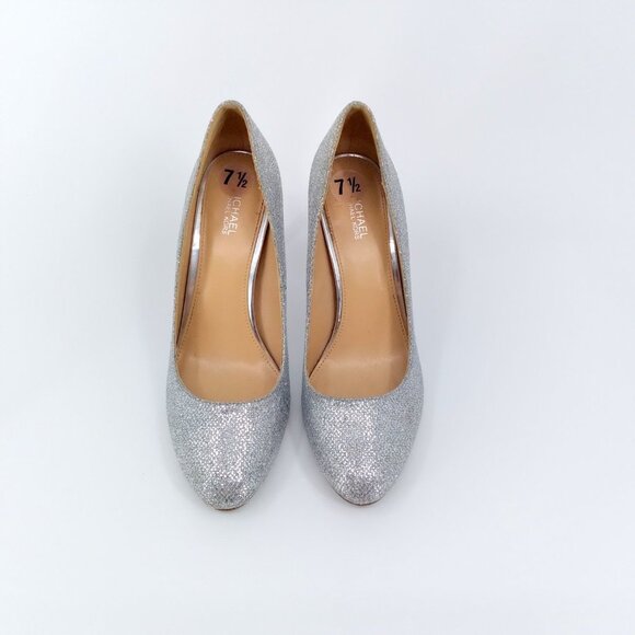 Michael Kors Silver Glitter Pumps Woman Size 7.5 - Picture 2 of 6